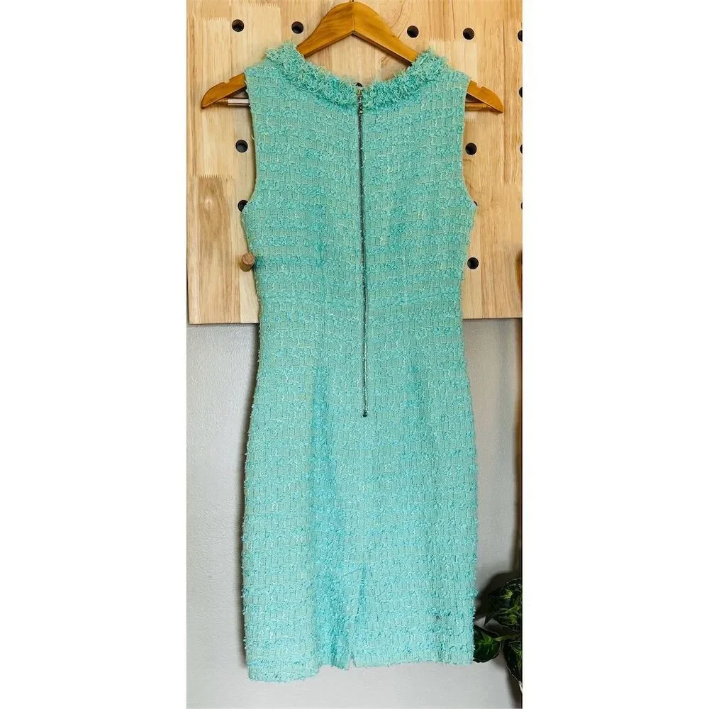 Kate Spade‎ Terri Boucle Aqua Tweed Sheath Dress Size 0 Sleeveless Spring